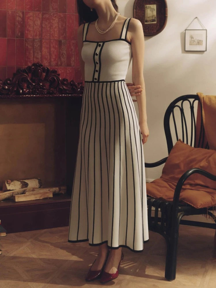 Striped Sleeveless Maxi Dress