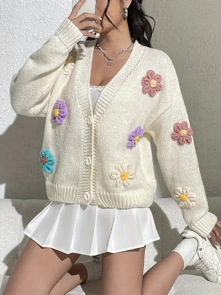 Floral Cardigan Close-Up