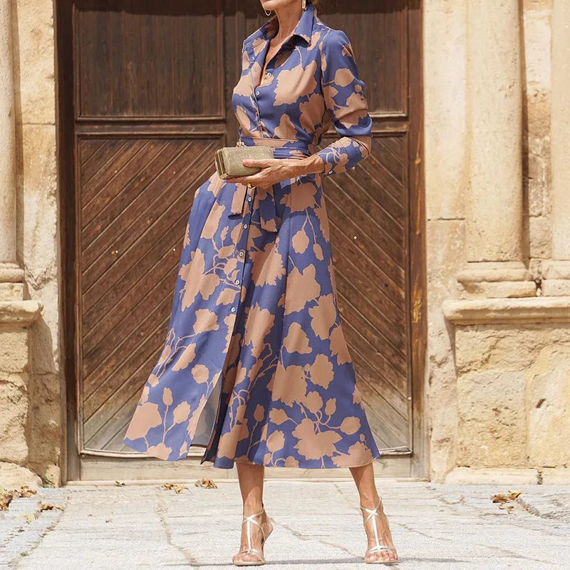 Floral Button-Up Maxi Dress - Front View