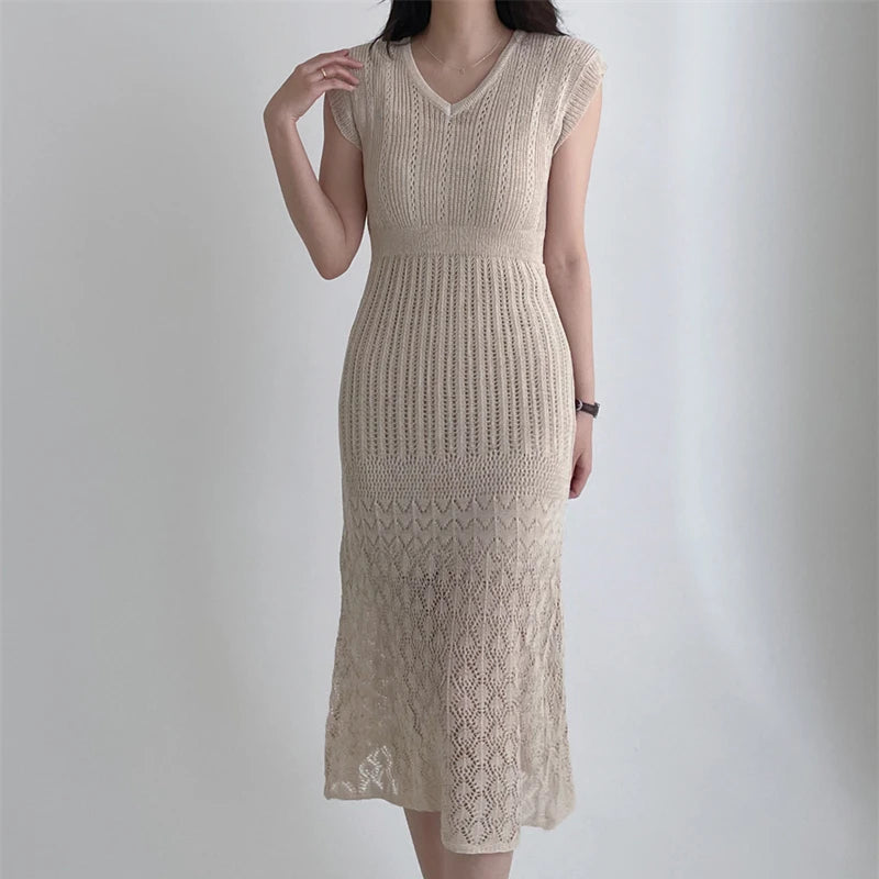 Knit Lace Midi Dress