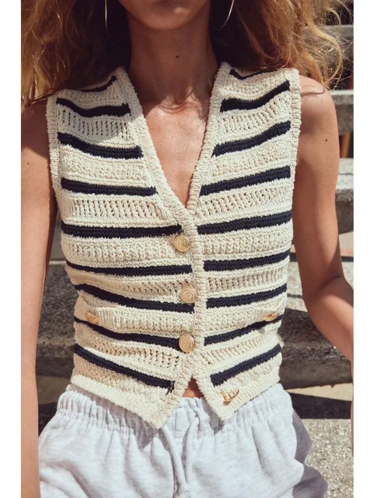 Striped Crochet Vest